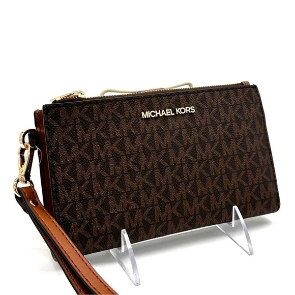 Michael Kors Double Zip Wallet Wristlet Brown Leather (NWT) - Picture 4 of 7